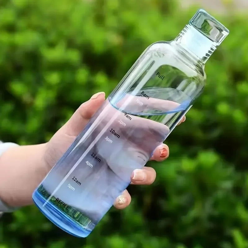Glass TIME LINE Scale Water Bottle 500ML