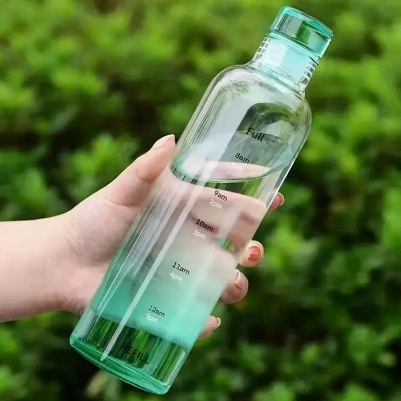 Glass TIME LINE Scale Water Bottle 500ML