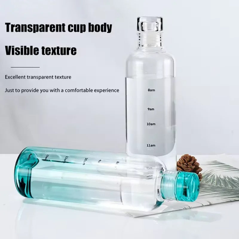 Glass TIME LINE Scale Water Bottle 500ML