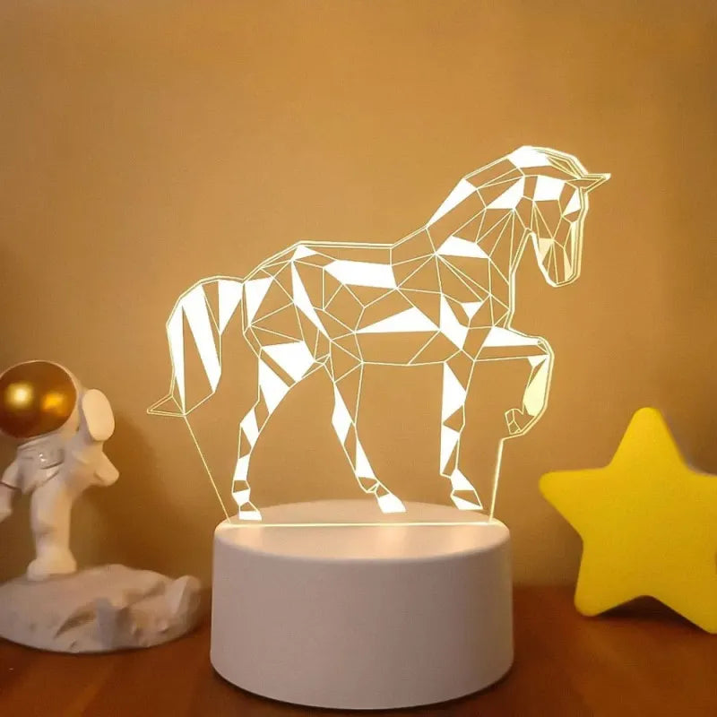 3D Horse Illusion crystal Lamp