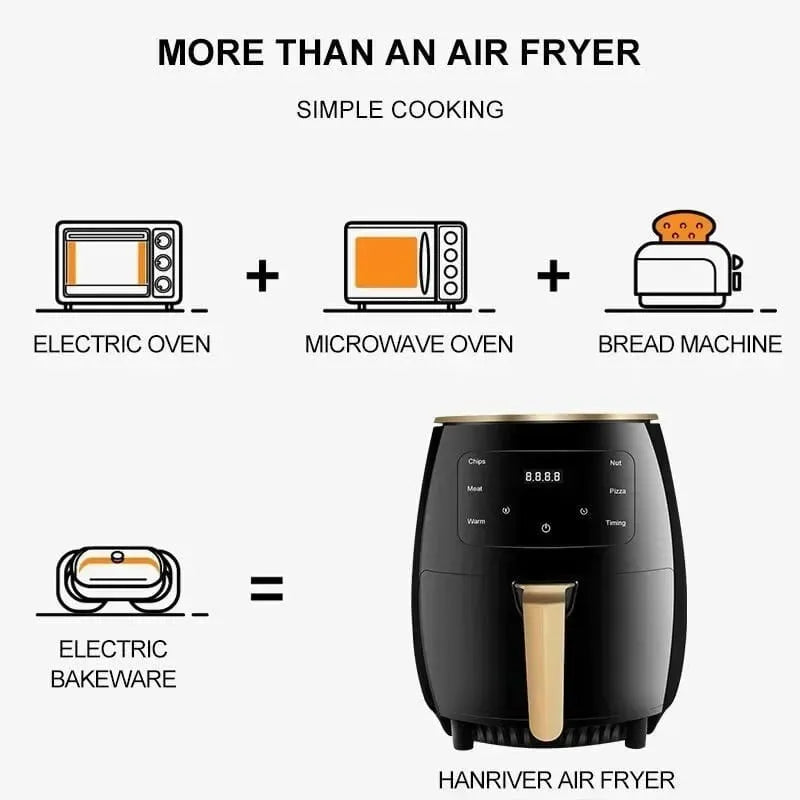 Silver Crest S-18 Air Fryer - XL Digital, Touch Screen, 4 Presets, Compact Design,