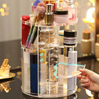 360° Rotating Acrylic Makeup Organizer – Multi-Compartment Cosmetic Storage Stand