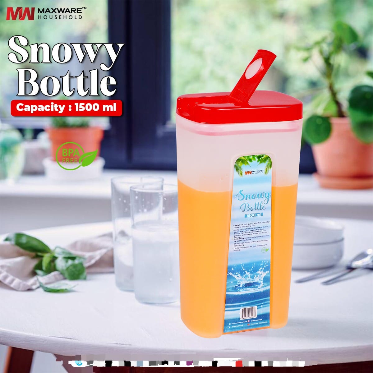 Maxware Household Snowy Bottle 1500 ML