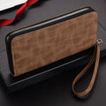 Classic Zip Around Leather Wallet with Wrist Strap