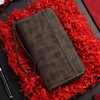 Classic Zip Around Leather Wallet with Wrist Strap