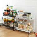 2 Layer Kitchen Storage Rack Cosmetics Desktop Storage Box Spice Organizer Dish Drainer Holder Bathroom Desk Shelf