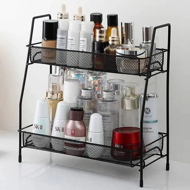 2 Layer Kitchen Storage Rack Cosmetics Desktop Storage Box Spice Organizer Dish Drainer Holder Bathroom Desk Shelf