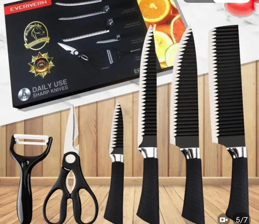 6-Piece Kitchen Knife Set – Daily Use Sharp Knives