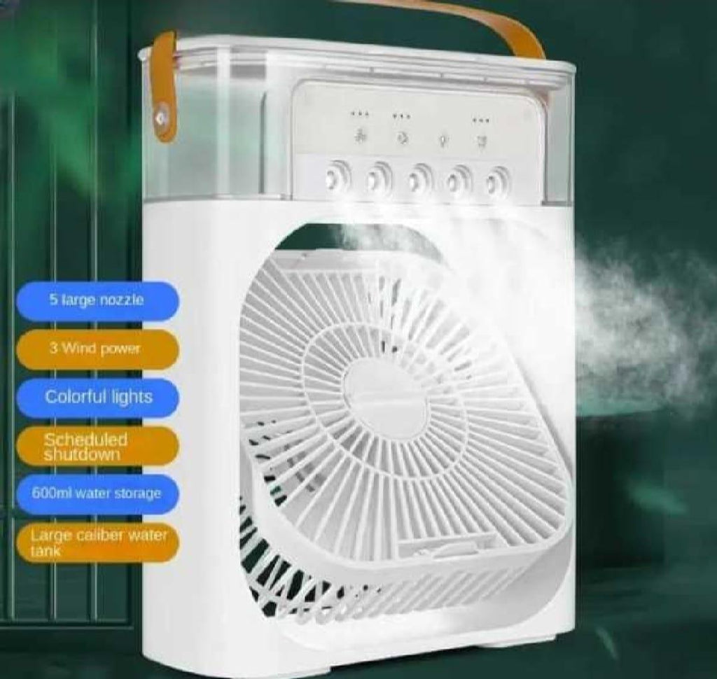 3-in-1 Portable Air Cooler & Humidifier with 7 Color LED Lights