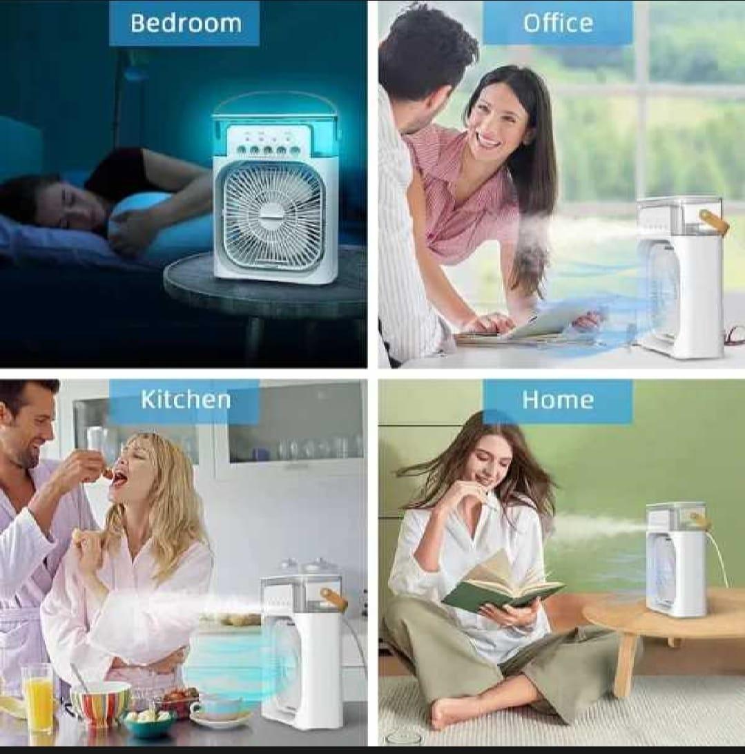 3-in-1 Portable Air Cooler & Humidifier with 7 Color LED Lights