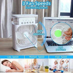 3-in-1 Portable Air Cooler & Humidifier with 7 Color LED Lights
