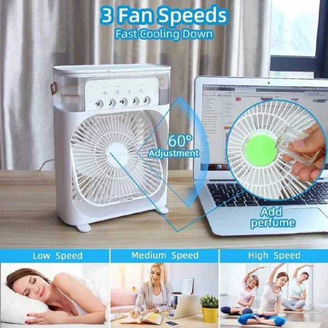 3-in-1 Portable Air Cooler & Humidifier with 7 Color LED Lights